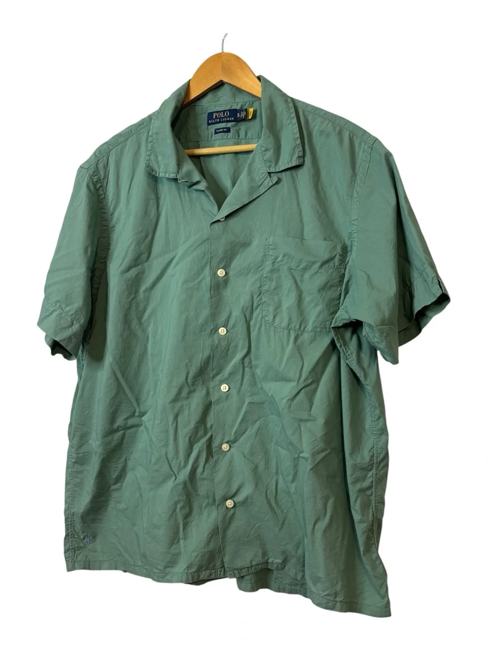 Polo Ralph Lauren Seafoam Classic Fit Camp Shirt Blue Pony Men's XL